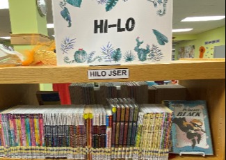 Short chapter books displayed on a shelf.